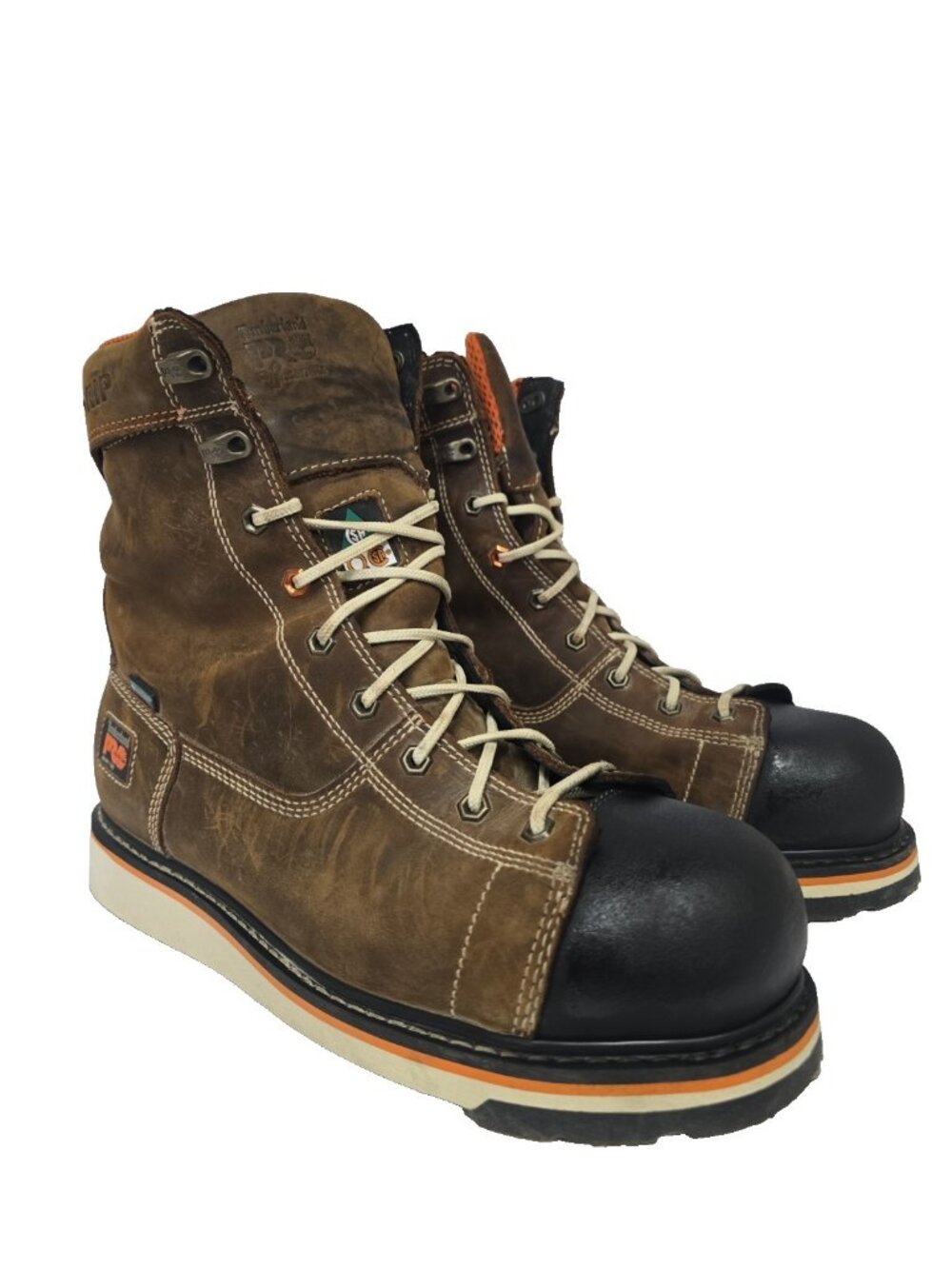 Timberland PRO Men's Alloy Toe Gridworks Waterproof 8" Work Boot Brown Size 11W